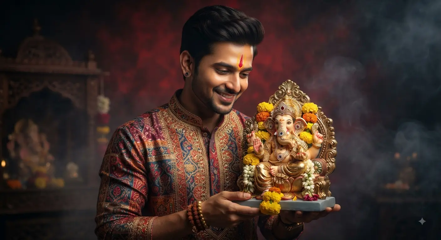 Lord Ganesha in his hands